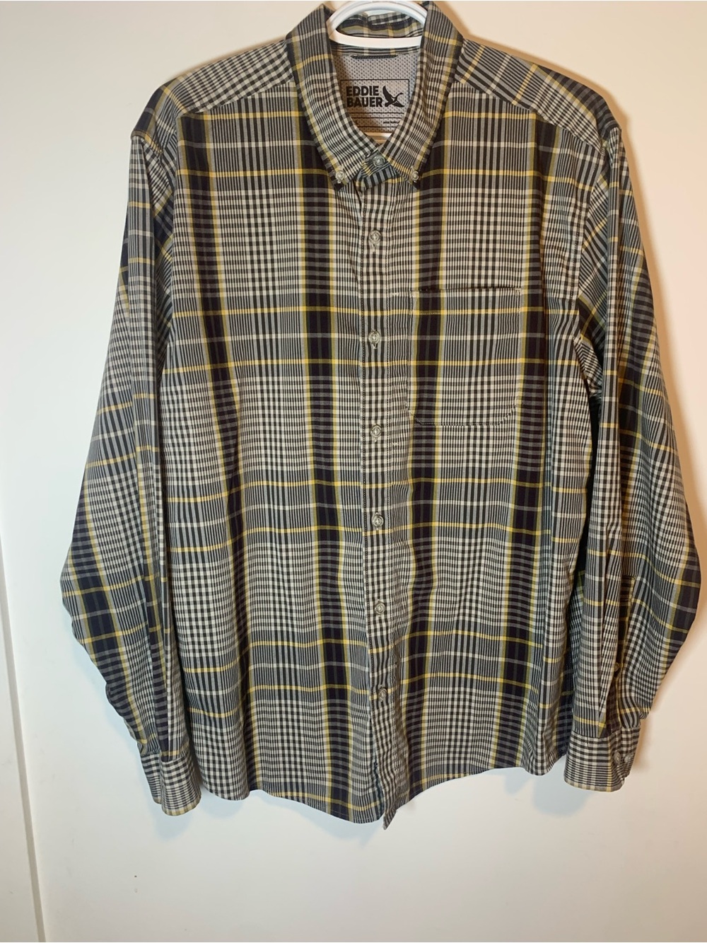 Eddie Bauer Plaid Long Sleeve Button Up Shirt Collared Large Academia Preppy